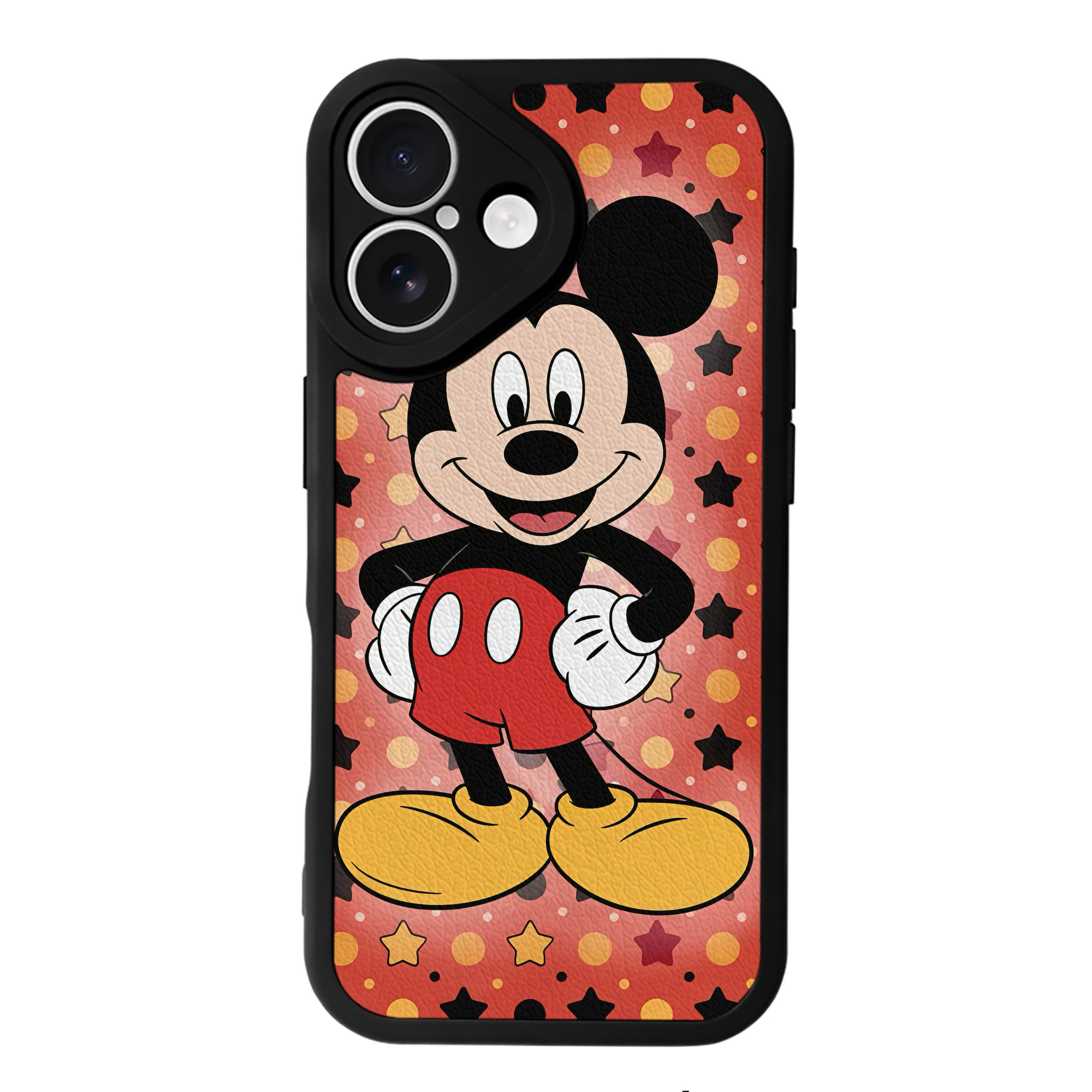 （画像用） ミッキーマウス Mickey Mouse 【iPhone 16シリーズ対応】シリコンスマホケース（レザー調） 材質：シリコン